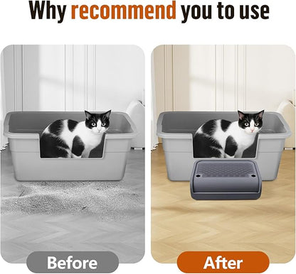Cat Litter Box Step, Cat Litter Box Ramp Mat with Filter Function for Self-Cleaning Cat Litter Box, Easy to Clean, Cat Pedal Step Stool Ideal for Kitten &amp; Elderly Cats (Dark Grey)