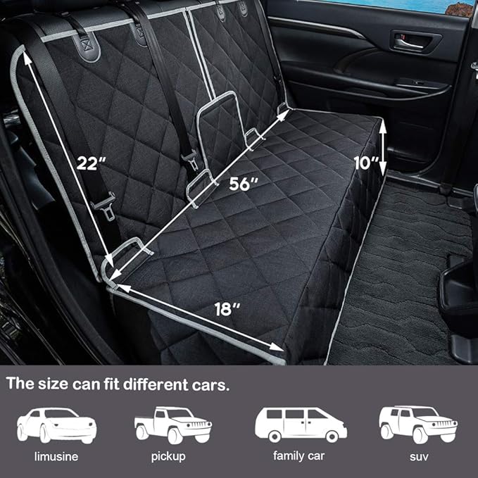 Dog Car Seat Cover Waterproof Dog Seat Cover for Cars Back Seat Heavy-Duty Nonslip Pet Car Seat Cover Protector Armrest Compatible for Trucks Cars &amp; SUVs