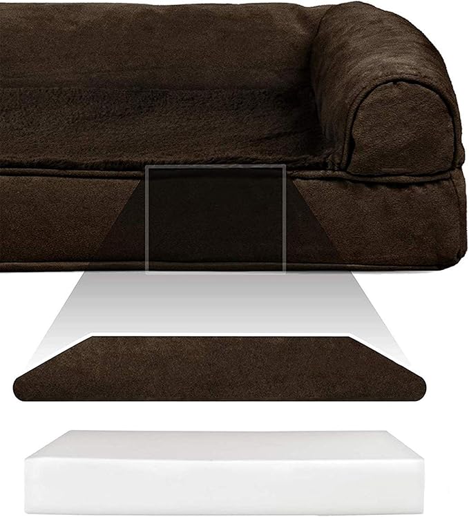 Furhaven Orthopedic Dog Bed for Large Dogs w/ Removable Bolsters &amp; Washable Cover, For Dogs Up to 125 lbs - Plush &amp; Suede Sofa - Espresso, Jumbo Plus/XXL