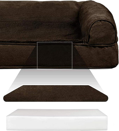 Furhaven Orthopedic Dog Bed for Large Dogs w/ Removable Bolsters &amp; Washable Cover, For Dogs Up to 125 lbs - Plush &amp; Suede Sofa - Espresso, Jumbo Plus/XXL