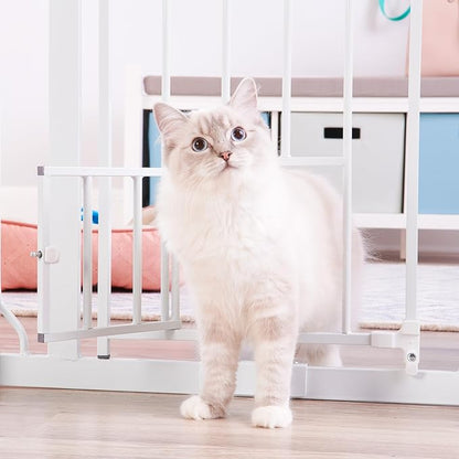 Carlson Extra Wide Walk Through Pet Gate with Small Pet Door, Includes 4-Inch Extension Kit, Pressure Mount Kit and Wall Mount Kit,White
