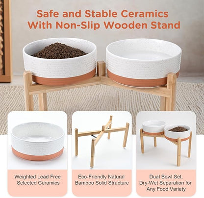 SPUNKYJUNKY Elevated Dog Bowls Ceramic, 8.3&