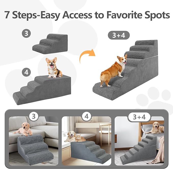 𝟳 𝗦𝘁𝗲𝗽𝘀 Dog Steps for High Bed, 30&