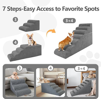 𝟳 𝗦𝘁𝗲𝗽𝘀 Dog Steps for High Bed, 30&