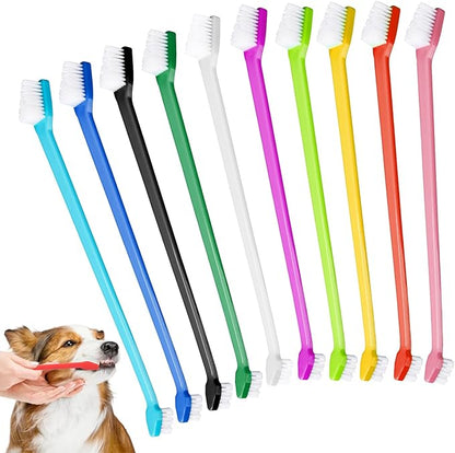 10 Pcs Dual-Headed Pet Toothbrush for Dogs &amp; Cats