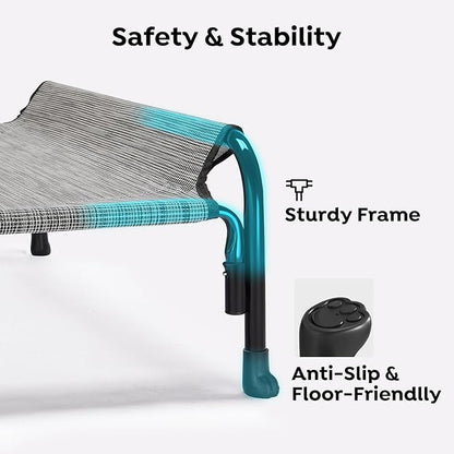 Veehoo XXL Outdoor Elevated Dog Bed, Raised Dog Cot for Extra Large Dogs, Cooling Washable Waterproof Pet Hammock Beds with Slope Headrest, Breathable Mesh and Sturdy Frame, XX-Large, CWC2204