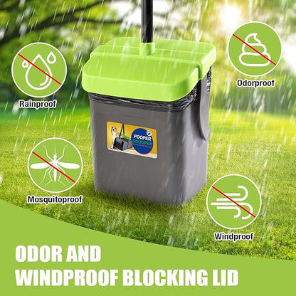 Pooper Scooper Swivel Bin &amp; Rake Kit with 35 Bags – 46" Long Handle Heavy Duty Dog Poop Scooper with Bag Attachment, Yard Pet Waste Cleanup Tool for Large Medium Small Dogs