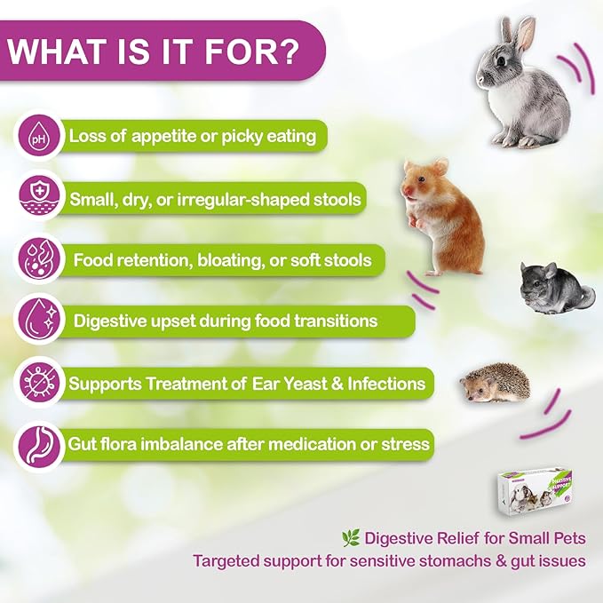 Digestive Support for Rabbits - High Fiber Probiotics, GI Stasis Prevention, Promote Gut Motility, Critical Care Herbivore Supplement, Rabbit &amp; Guinea Pig Treats/Food, 36 Capsules