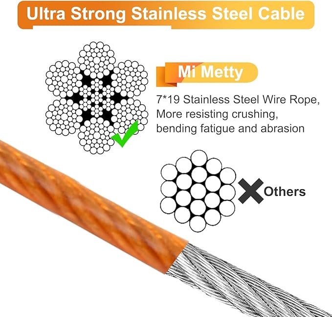 Dog Tie Out Cable,50ft Dog Lead-Heavy Duty Tie Out Cable for for Large Dogs Up to 125lbs-Dog Chain for Yard-Outside Dogs Runner Tether Line