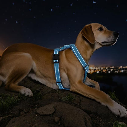 Dog Seat Belt Harness for Car, Dog Car Harness Adjustable Mesh Breathable &amp; Dogs Seatbelt Safety Tether with Elastic Bungee for Small Medium Large Pets(Blue, L)