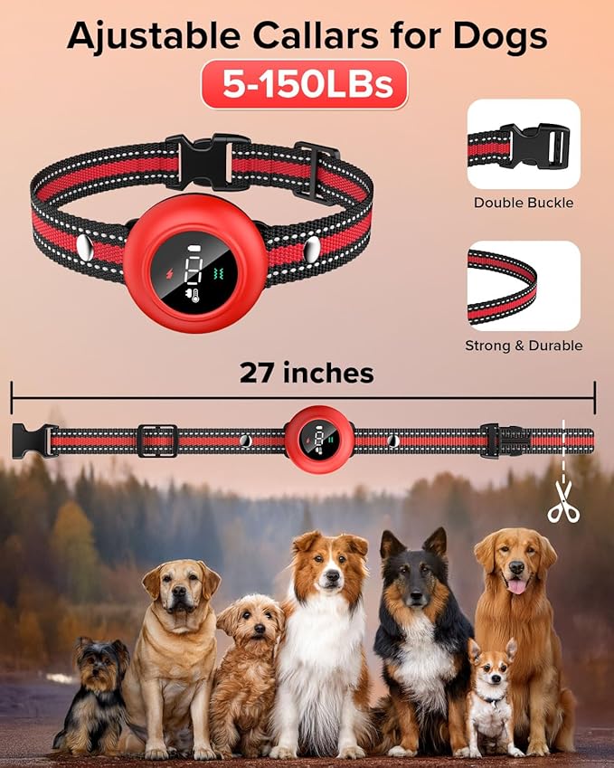 XDX 2-in-1 Dog Shock Collar &amp; Bark Collar – 3300FT Dog Training Collar with Remote, Automatic Anti-Barking, 5 Adjustable Sensitivity Levels, IP67 Waterproof E-Collar for Small Medium Large Dogs