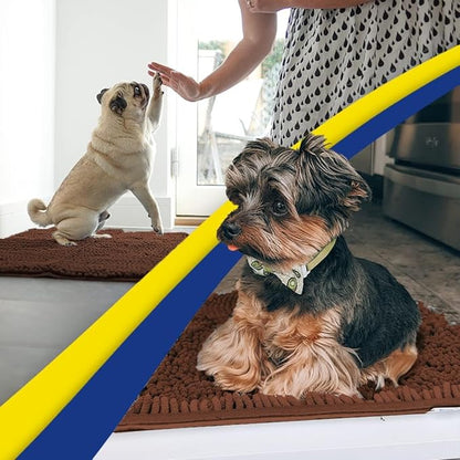 Muddy Mat® AS-SEEN-ON-TV Highly Absorbent Microfiber Door Mat and Pet Rug, Non Slip Thick Washable Area and Bath Mat Soft Chenille for Kitchen Bedroom Indoor and Outdoor - Chocolate Brown 3ft x 8ft