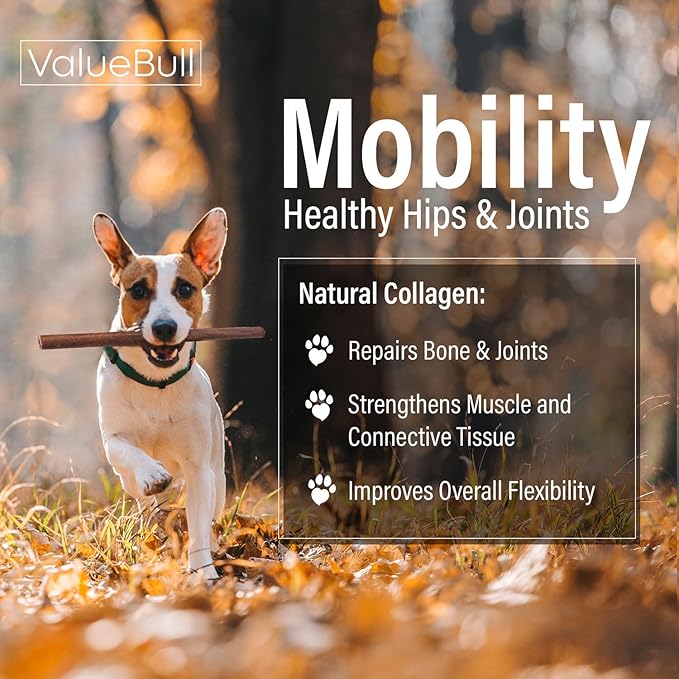 ValueBull Collagen Sticks for Dogs, 12 Inch Thick Chews, Natural Long-Lasting Dog Treats, 100 Count Bulk Pack - Supports Joints, Skin &amp; Coat with Chondroitin &amp; Glucosamine