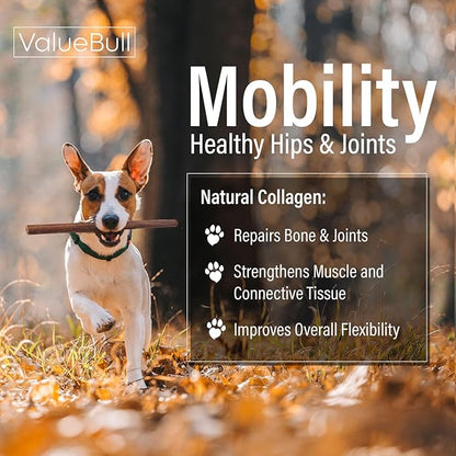 ValueBull Collagen Sticks for Dogs, 12 Inch Medium Chews, Natural Long-Lasting Dog Treats, 100 Count Bulk Pack - Supports Joints, Skin &amp; Coat with Chondroitin &amp; Glucosamine