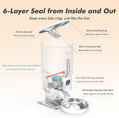 Automatic Cat Feeder with Camera - 5G WiFi Timed Cat Food Dispenser, 1080P HD Video with Night Vision, 1-15 Meals, 1-99 Portions, 2-Way Audio, Keeps Dry Food Fresh, 5L Auto Pet Feeder Also for Dogs