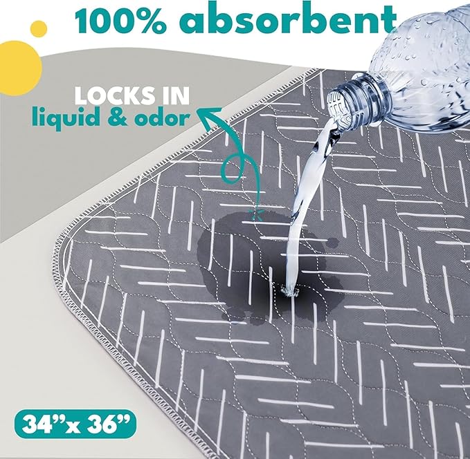 NALALAS Large Washable Pee Pads for Dogs | Reusable, Waterproof &amp; Ultra Absorbent Puppy Pads | Dog Pee Pads, Anti-Slip, Leakproof &amp; Quick Dry Pet Training Mat | Whelping Pad, Puppy Mat &amp; Crate Pad