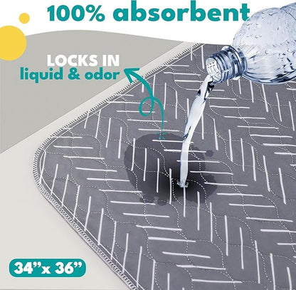 NALALAS Large Washable Pee Pads for Dogs | Reusable, Waterproof &amp; Ultra Absorbent Puppy Pads | Dog Pee Pads, Anti-Slip, Leakproof &amp; Quick Dry Pet Training Mat | Whelping Pad, Puppy Mat &amp; Crate Pad