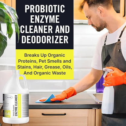 Multi-Purpose Probiotic Enzyme Cleaner, Made in USA - Pet Stain and Odor Remover - Concentrated - Professional &amp; Home Strength Drains, Floors, Bathrooms, Toilets Trash Can, (1 gallon, Citrus)