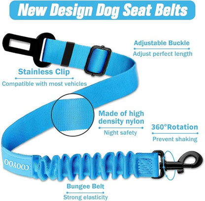 COOYOO Dog Seat Belt, Durability Retractable Dog Car Harness Adjustable Dog Seat Belt for Vehicle Nylon Pet Safety Seat Belts Heavy Duty &amp; Elastic