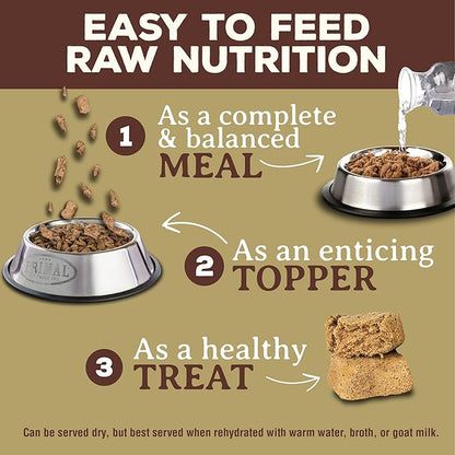 Primal Freeze Dried Raw Cat Food Nuggets Venison, Complete &amp; Balanced Meal or Topper, Premium, Healthy, Grain Free, High Protein Raw Cat Food with Probiotics (14 oz)