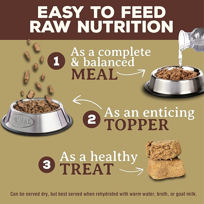 Primal Freeze Dried Raw Cat Food Nuggets Venison, Complete &amp; Balanced Meal or Topper, Premium, Healthy, Grain Free, High Protein Raw Cat Food with Probiotics (5.5 oz)