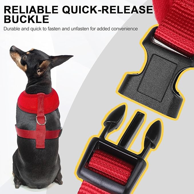 BINGPET No Pull Dog Harness - All Weather Mesh Step-in Vest for Small Dogs, Breathable Mesh Puppy &amp; Cat Harness, Red, X-Small