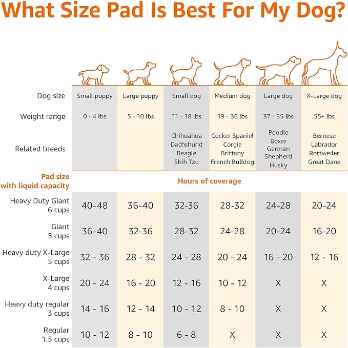 Amazon Basics Heavy Duty Dog and Puppy Pee Pads, 5-Layer Leak-Proof Ultra Absorbent, Quick-Dry Surface, Potty Training, Regular (24x23"), 80 Count, Blue &amp; White