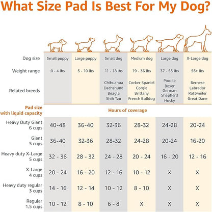 Amazon Basics Leakproof Dog and Puppy Pee Pads with 5-Layer Quick-Dry Surface for Potty Training, Standard Absorbency, Giant, 27.5 x 44Inch, Pack of 40, Blue &amp; White