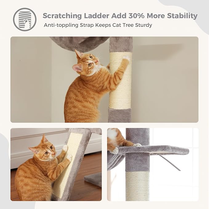PEQULTI Floor to Ceiling Cat Tree, Tall Cat Tower, Adjustable Height (83&