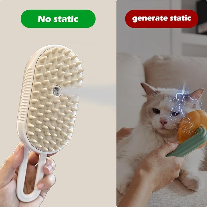 Cat Steam Brush for Shedding, Steam Brushes for Indoor Cats, 4 In 1 Rechargeable Cat Grooming Brush,Anti-Static, Massage, Cleaning, Shedding &amp; Combing