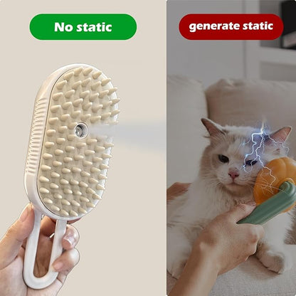Cat Steam Brush for Shedding, Steam Brushes for Indoor Cats, 4 In 1 Rechargeable Cat Grooming Brush,Anti-Static, Massage, Cleaning, Shedding &amp; Combing