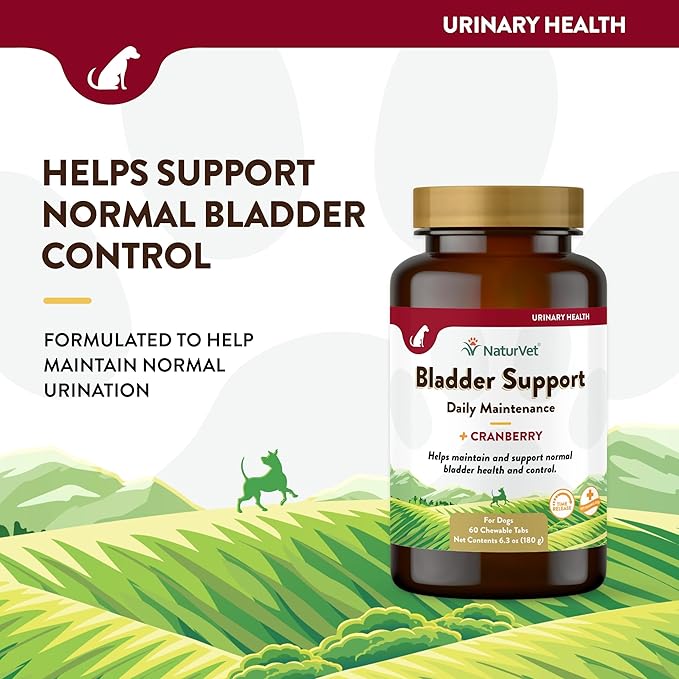 NaturVet – Bladder Support for Dogs – Plus Cranberry | Supports Healthy Bladder Control &amp; Normal Urination | 60 Time Release Chewable Tablets