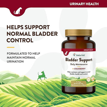 NaturVet – Bladder Support for Dogs – Plus Cranberry | Supports Healthy Bladder Control &amp; Normal Urination | 60 Time Release Chewable Tablets
