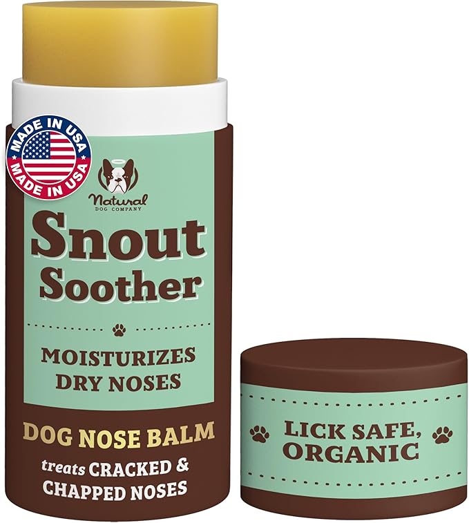Natural Dog Company Snout Soother, Dog Nose Balm, Wax &amp; Cream for Dry, Cracked Noses, Heals &amp; Moisturizes with Shea Butter &amp; Coconut Oil, Lick-Safe Nose Butter, Made in USA, 2 oz. Stick
