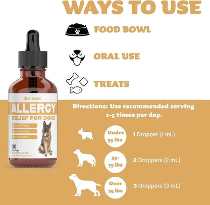 Natural Dog Allergy Relief - Helps to Naturally Support Allergy &amp; Itch Relief for Dogs - Allergy Relief for Dogs Itching - Itch Relief for Dogs - Dog Itch Relief - Dog Allergy Support - 1 fl oz (Dogs)