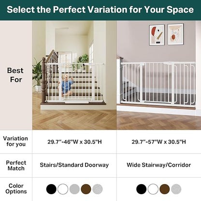 Cumbor 29.7-46" Baby Gate for Stairs, Toddler Safety Essentials for The House, Auto Close Dog Gate for Doorways, Mom&