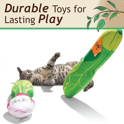 KittiVeggi 2-Pack Organic Silvervine Catnip Substitute Toys for Cats &amp; Kittens | 100% All-Natural Wild Harvested Silvervine | 2 Refillable Vegetable Kicker Cat Toys