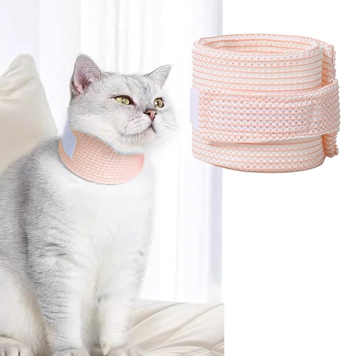 Cat Neck Brace Cover - Breathable &amp; Adjustable Elizabethan Collar for Post-Surgery Recovery Anti-Scratch Anti-Lick Protection, Cervical Cone for Small Medium Large Dogs Puppies Kittens (Large,Pink)