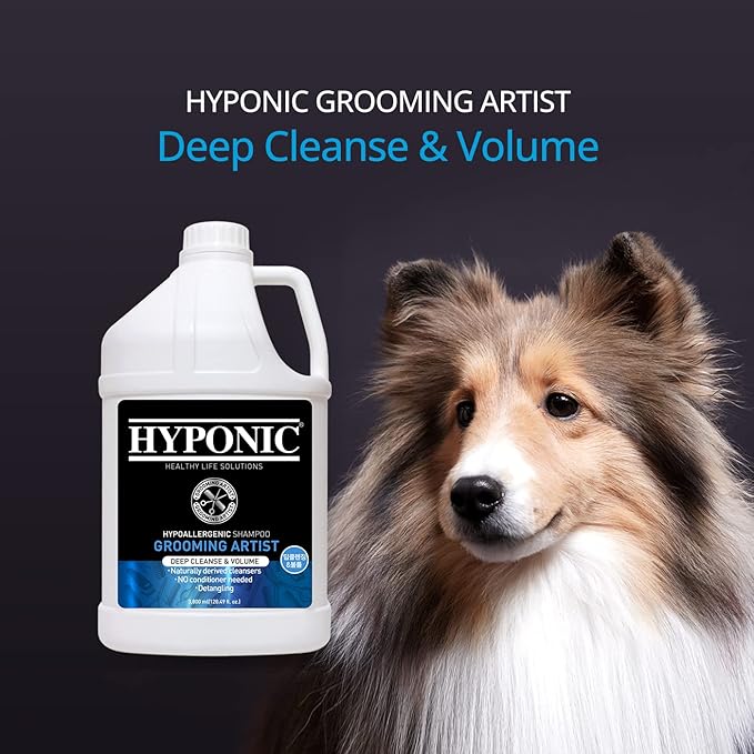 HYPONIC Grooming Artist Shampoo - Hypoallergenic Pet Shampoo for Groomers (Deep Cleanse &amp; Volume (1 GAL))