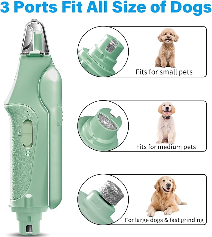 Dog Nail Clippers &amp; Cat Nail Clipper with Catcher, 2 in 1 Dog Nail Trimmers &amp; Grinder with Light for Large Small Dogs Cats,Silent Groom Pro Claw Trimmer, Rechargeable Dogs Nails Grinder Quiet