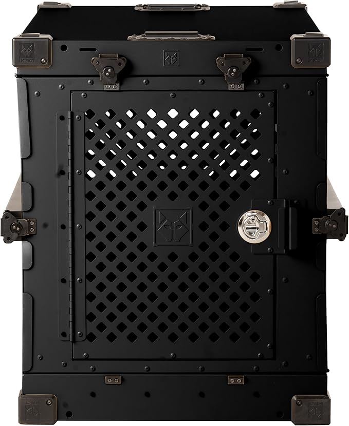 Impact Collapsible Dog Crate - Foldable Hard Crate for Large Dogs - Heavy Duty Travel Kennel with Powder-Coated Aluminum - Quick Setup for Indoor &amp; Outdoor (Black, 40" (40.5" L x 23" W x 29" H))