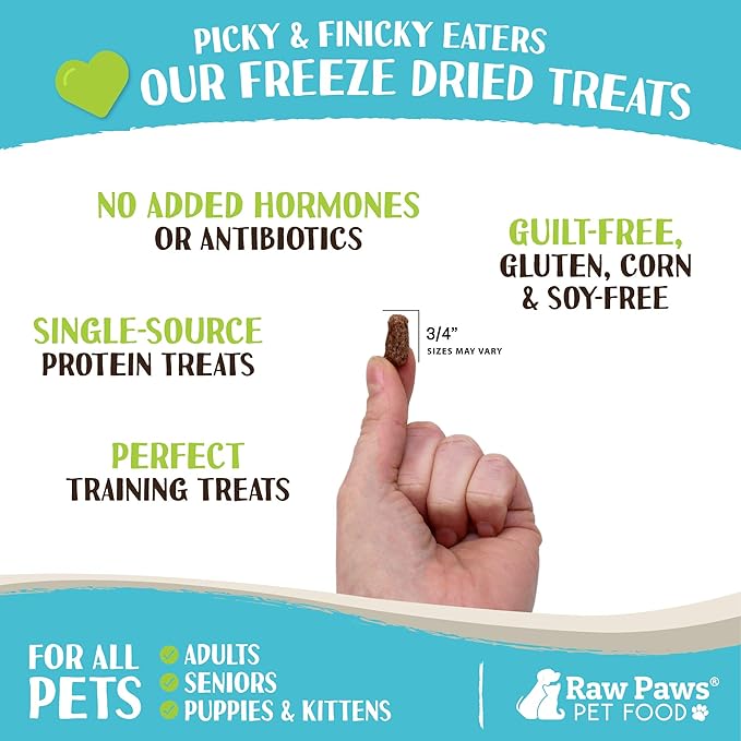 Raw Paws Freeze-Dried Pet Food for Dogs &amp; Cats- Rabbit Recipe, 4-oz - USA Raw Dog Treats for Training - Cat and Dog Treats - 100% Rabbit Meat, No Added Hormones or Antibiotics