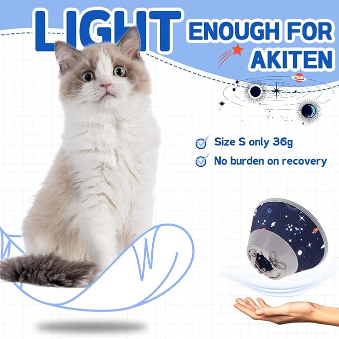 Cat Cone Collar Soft, Comfortable Cat Recovery Collar Pet Cone for Small Large Cats, Lightweight Elizabethan Collar for Cats Kittens After Surgery Prevent from Licking Wounds, Star, S
