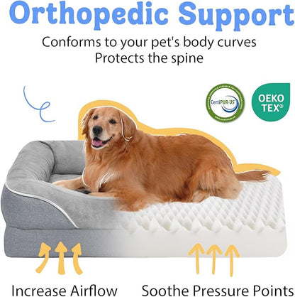 Orthopedic Removable Large Dog Bed -XL Large Dog Bed with Washable Cover and Removable Bolsters Non-Slip Bottom &amp; Waterproof Pet Bed Sofa