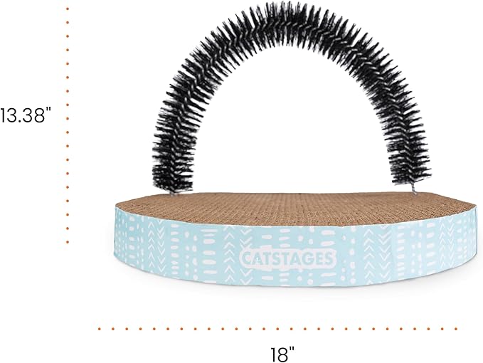 Catstages Scratch &amp; Groom Cat Scratcher with Removable Curved Brush for Self-Grooming Station, Orange