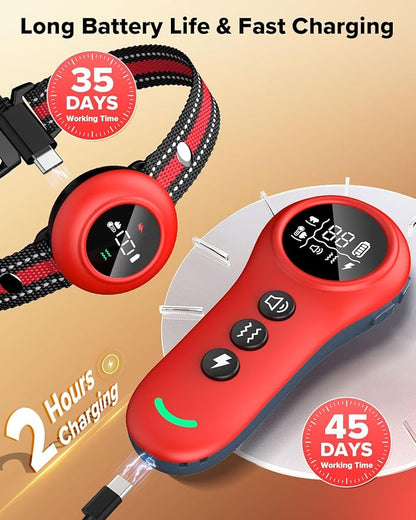 XDX 2-in-1 Dog Shock Collar &amp; Bark Collar – 3300FT Dog Training Collar with Remote, Automatic Anti-Barking, 5 Adjustable Sensitivity Levels, IP67 Waterproof E-Collar for Small Medium Large Dogs