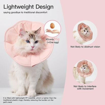 Touchdog Foldable Dog Cone Collar for Cats &amp; Dogs - Adjustable Soft Recovery Collar with Waterproof PU Coating, Lightweight Design, 24.5cm/9.6in Wide Barrier (Pink, M)