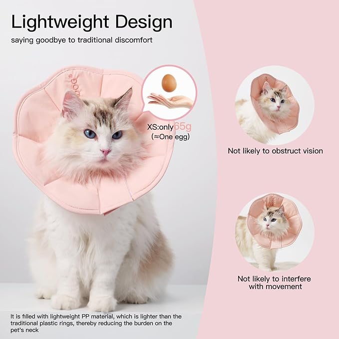 Touchdog Foldable Dog Cone Collar for Cats &amp; Dogs - Adjustable Soft Recovery Collar with Waterproof PU Coating, Lightweight Design, 24.5cm/9.6in Wide Barrier (Pink, L)