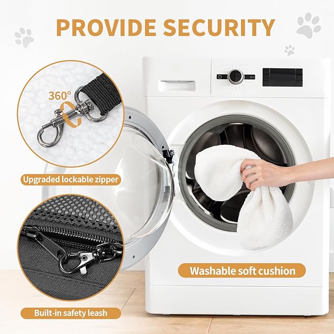 ‌Petsfit Airline Approved Pet Carrier for Small Dogs &amp; Cats, 19x9x12 TSA Approved Carrier, with Removable Dual-Sided Padding (2-Way Placement) - Fits Under Most Airplane Seats, Escape Proof (Black)