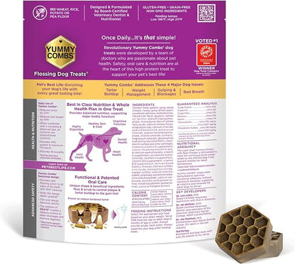 Dog Dental Treats – Vet VOHC Approved – Delicious Chicken Protein – Removes Tartar with Cleaning Comb Shape – Dental Dog Treats for Medium Dogs (36oz, 45 Count)